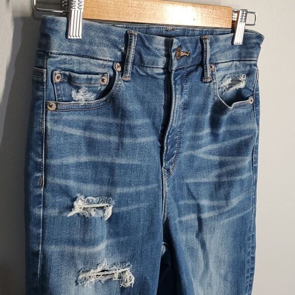 American Eagle jeans women's size 2 long 2L blue curvy super hi-rise jeg… - Picture 3 of 16